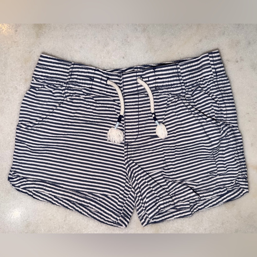 Old Navy Navy and White Striped Shorts with Drawstring